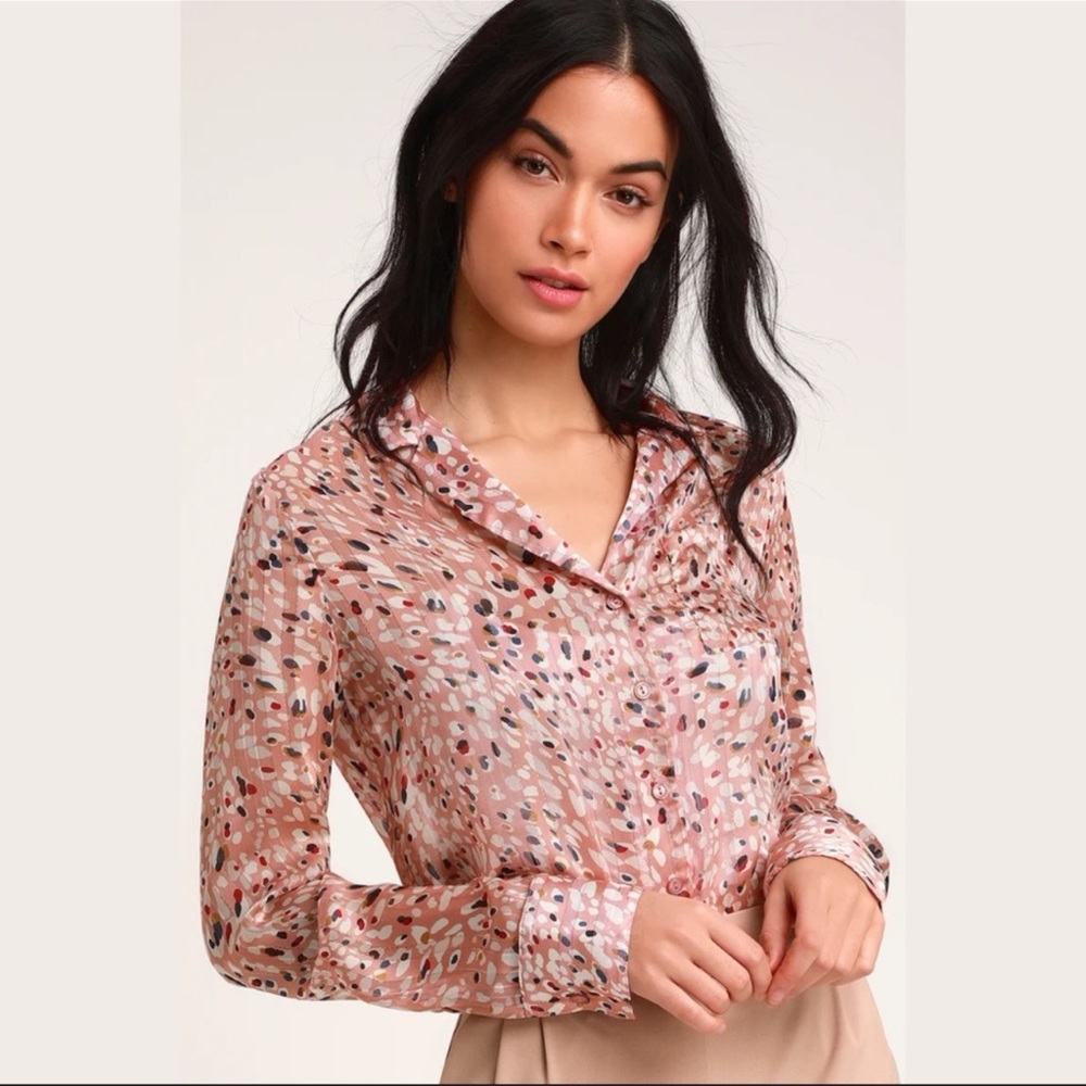 Lulu’s zarilla multi leopard sheer crop button top